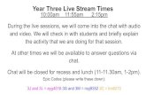 Year Three Live Stream Times - kentroad-p.schools.nsw.gov.au€¦ · Year Three Live Stream Times 10:00am 11:55am 2:15pm During the live sessions, we will come into the chat with