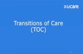 Transitions of Care (TOC)• TOC includes when a member goes back and forth between settings –each time is considered a separate transition. • Save all transition documents in