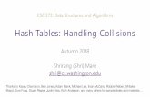 Hash Tables: Handling Collisions · 2018-10-29 · -Open addressing is a collision resolution strategy where collisions are resolved by storing the colliding key in a different location