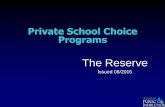 Private School Choice Program Reserve · —School’s actual per pupil cost $8,214 •Adjustment pmt=$0 as the per pupil cost is $8,214 •Calculation figures grades K-8 only for