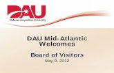 DAU Mid-Atlantic Welcomes · • Stakeholder W/S • Crucial Conversations W/S • MAD University W/S • Climate Survey Outbrief to PMA 260 • LOG T&E • LOG T&E II • COR 222