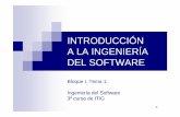 INTRODUCCIÓN A LA INGENIERÍA DEL SOFTWAREIS3_0910... · DEL SOFTWARE Bloque I. Tema 1. Ingeniería del Software 3º curso de ITIG. 2 1.1. Introducción 1.2. La complejidad inherente