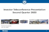 Q2 2020 Investor Presentation · is uncertain and linked to the trajectory of the pandemic. Fastener daily sales, hub picks and vending dispenses point to business activity having