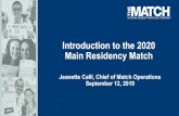 Introduction to the 2020 Main Residency Match€¦ · September 12, 2019 • Main Residency ... July 1, 2020 Training Begins * All times are Eastern Time. Types of Programs Categorical.