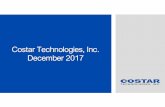Costar Technologies, Inc. December 2017...R&D efforts dedicated to on-board camera analytics Infrastructure improvements: Net Suite Implementation Supply Chain Improvements Solution