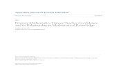 Primary Mathematics Trainee Teacher Confidence and its ... · teach mathematics was reasonably strongly correlated with competence. Trainee teachers’ confidence varied greatly depending