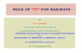 ROLE OF “IT” FOR RAILWAYSaitd.net.in/pdf/13/1. Role of IT For Railways.pdf · 2019-11-30 · ROLE OF “IT” FOR RAILWAYS by A. K. Chopra Former MD RailTel Corporation & General