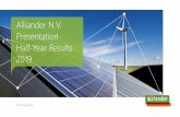 Alliander N.V. Presentation Half-Year Results 2019 · Presentation Final Climate Agreement CO 2 emissions 49% lower compared to 1990 CO 2 emissions 95% lower compared to 1990. All