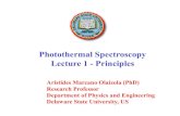 Photothermal Spectroscopy Lecture 1 - Principles · 1. Photothermal effects: thermal lens and thermal mirror. 2. Sensitivity of the photothermal methods. 3. Photothermal characterization