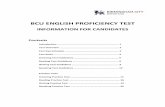 BCU ENGLISH PROFICIENCY TEST · Birmingham City University, BCU English Proficiency Test Guidelines v.9.1, March 2020 6 READING TEST GUIDELINES Format The reading test consists of