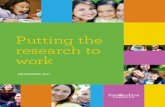 Putting the research to work - University of Alberta · sharing that started during the research study’s implementation phase. 2000-2006 PartnershiP develoPment and study 2006-2009