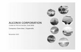 ALCONIX CORPORATION · Established ALCONIX DIECAST SUZHOU Acquired trading rights of Mitaka Metal Industry Co., Ltd. and transferred the rights to newly established ALCONIX ・MITAKA