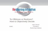 To Offshore or Reshore? How to Objectively Decidesabcnow.com/pdf/sabc_moser.pdf · $50 Billion in the 10th year ... Fast delivery vs. 5 wks on the water ... Initiative Library. Hobbies