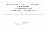 Nutrition and Dietetics Program · The Nutrition and Dietetics (ND) Handbook contains the program specific standards and procedures in effect for academic year 2020-2021 (including