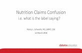 Nutrition Claims Confusion · 2016-03-07 · Does not mean the animals were not fed antibiotics or hormones or guarantee anything about humane agricultural practices Naturally raised: