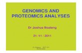 GENOMICS AND PROTEOMICS ANALYSES ......GENOMICS Genetics: the science of genes , heredity , and the variation of organisms. In modern research, genetics provides tools in the investigation