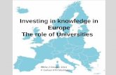 Investing in knowledge in Europe The role of Universities · Investing in knowledge in Europe The role of Universities . Basic science ... • Harmless according to present knowledge
