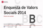 Enquesta de Valors Socials 2014 - Barcelona · Enquesta de Valors Socials 2014 Presentació de Resultats El Departament d’Estudi d’Opinió de l’Ajuntament de Barcelona ha dut