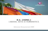 B.A. (HONS.) LIBERAL ARTS & HUMANITIES · Liberal Arts is an innovative pedagogy focused on small classes, close faculty-student engagement, and a strong interdisciplinary foundation