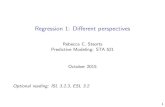 Regression 1: Di erent perspectivesrcs46/lectures_2015/07-reg1/13-reg1... · 2015-10-01 · Regression in R You need only one command reg = glm(y ~ var1 + ... + varP, data=mydata)