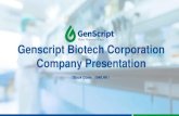 Genscript Biotech Corporation Company Presentation · Company Presentation ... Public offering of securities to be made in the United States must be made by means of a prospectus