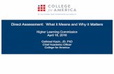 Higher Learning Commission April 18, 2016€¦ · Direct Assessment: What it Means and Why it Matters Higher Learning Commission April 18, 2016 Cathrael Kazin, JD, PhD Chief Academic
