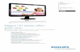 Elegant HD display offers great value€¦ · Philips LCD monitor with SmartTouch 20" (50.8 cm) E-line HD+ 202E2SB Elegant HD display offers great value With its elegant design ,