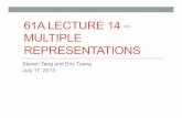 61A LECTURE 14 – MULTIPLE REPRESENTATIONScs61a/su13/slides/... · Aside: duck typing • “If it looks like a duck, swims like a duck, and quacks like a duck, then it probably