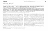 High-resolution 1D moirés as counterfeit security featureslsp · ORIGINAL ARTICLE High-resolution1Dmoire´sascounterfeitsecurityfeatures Victor J Cadarso1, Sylvain Chosson2, Katrin