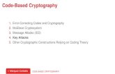 Code-Based Cryptography - McEliece Cryptosystem · 2015-06-29 · Code-Based Cryptography 1. Error-Correcting Codes and Cryptography 2. McEliece Cryptosystem 3. Message Attacks (ISD)