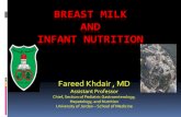 Breast milk and Infant nutrition · BREAST MILK AND INFANT NUTRITION Fareed Khdair , MD Assistant Professor Chief, Section of Pediatric Gastroenterology, Hepatology, and Nutrition