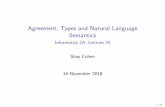 Agreement, Types and Natural Language Semantics · Agreement in various languages These examples illustrate that in English: I Verbs agree inpersonandnumberwith their subjects; I