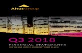 Financial Statements - Q3 2018 - Version 6 Clean - Altus Group · Altus Group Limited 3 Interim Condensed Consolidated Statements of Changes in Equity For the Nine Months Ended September
