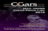 Mail order Cigar Price List 2015 · Exclusive Cigars Limited Edition Cigars United Kingdom Regional Edition Cigars Cuban Minis and Cigarillos Cuban Cigars Bolivar Cohiba Cuaba Diplomaticos