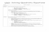 Unit: Solving Quadratic Equationsakornelsen.weebly.com/uploads/1/8/0/1/180120/1_-_unit... · 2018-09-05 · 1 Unit: Solving Quadratic Equations Name _____ Dates Taught _____ Outcome