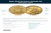 Swiss Gold 20 Francs Helvetia AU (Random) · The reverse of each Swiss 20 francs Gold coin features the Swiss coat of arms, which depicts the Swiss flag on a shield. This symbol is