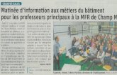 Fédération Interdépartementale des MFR des Savoie ... · CRANVES-SALES Matinée d'information aux métiers du bâtiment pour les professeurs principaux à la MFR de Champ Jeudi