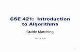 CSE 421: Introduction to AlgorithmsWhy this problem is important? Alvin Roth modified the Gale-Shapley algorithm and apply it to • National Residency Match Program (NRMP), a system
