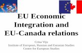 EU Economic Integration and EU-Canada relations · Common market Free mobility of factors across member states 1993-1999 Monetary union Harmonization of monetary ... Major investment