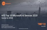 HFS Top 10 Microsoft AI Services 2019 - KPMG · naturally with users by mimicking intelligent conversation using NLP, NLG, and NLU technologies. Features include pretrained AI models