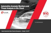 Automotive Anomaly Monitors and Threat Analysis …...Industry standards (e.g. SAE J3061) Information Sharing 2 Incident response 3 Monitoring throughout product lifecycle 1 Auto-ISAC