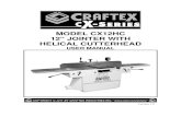 MODEL CX12HC 12 JOINTER WITH HELICAL CUTTERHEAD · jointer. B. FENCE ADJUSTMENT KNOB: Moves the fence forward or backward. C. TABLE ADJUSTMENT LEVERS: Move the table forward and backward.