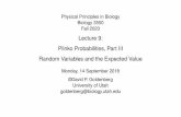 Lecture 9: Plinko Probabilities, Part III Random Variables ......Random Variables Deﬁnition: A variable that is assigned a value for each possible outcome or event for a probabilistic