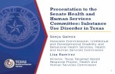 Presentation to the Senate Health and Human Services … · 2018-03-22 · Senate Health and Human Services Committee: Substance Use Disorder in Texas Sonja Gaines Associate Commissioner,