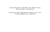 Cummins Sales & Service Private Limited Financial ... Financials_1.pdf · Cummins Sales & Service Private Limited . Financial Statements as on 31st March, 2019