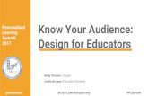 Summit Know Your Audience: Design for Educators summit 2017... · Know Your Audience: Design for Educators Holly Thorsen - Cooper Justin de Leon -Education Elements bit.ly/PLSWorkshopSurvey.
