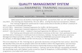 AWARNESS TRAINING PROGRAMME for · ISO:9001:2008 AWARNESS TRAINING PROGRAMME for STAFFS & OFFICERS & INTERNAL AUDITORS TRAINING PROGRAMMES FOR OFFICERS QMS Awareness & Auditors Training