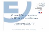 CDEN 7 novembre 2017 - Portail sgen-cfdt.fr · Comité Départemental de l'Education nationale - 7 novembre 2017 7 La scolarisation des enfants de moins de trois ans • Evolution