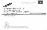 FUNDAMENTALS OF BUSINESS MATHEMATICS AND STATISTICS … · Demonstrate to explain the relevance and use of statistical tools for analysis and forecasting Skill sets required Level