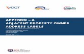 APPENDIX – A ADJACENT PROPERTY OWNER ADDRESS LABELS · 8/30/2019  · ADDRESS LABELS As noted in the Standard Joint Permit Application, regulatory permitting agencies must consider